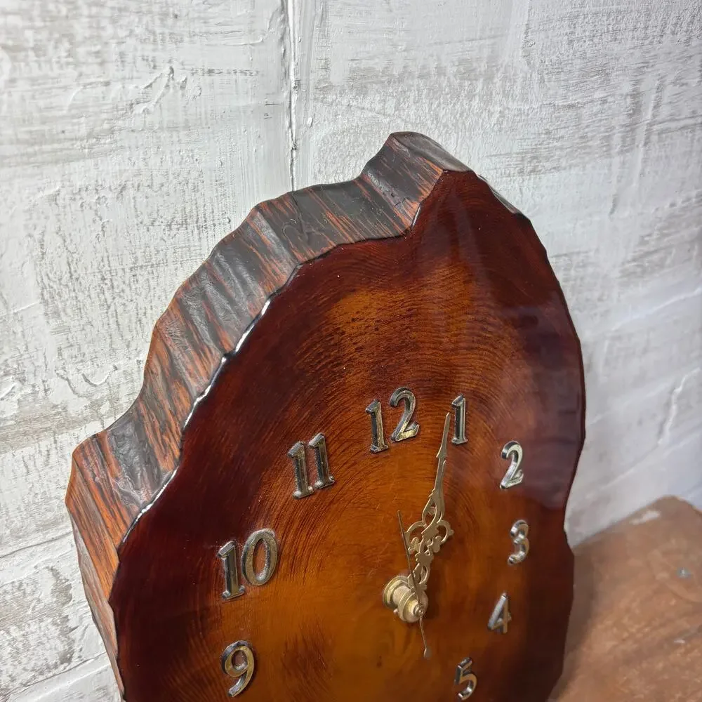 Live Edge Wood Wall Clock with Resin Finish - Pacific County OR Wood